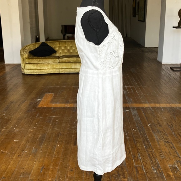 Ivory, cotton and linen sleeveless dress - Picture 4 of 6